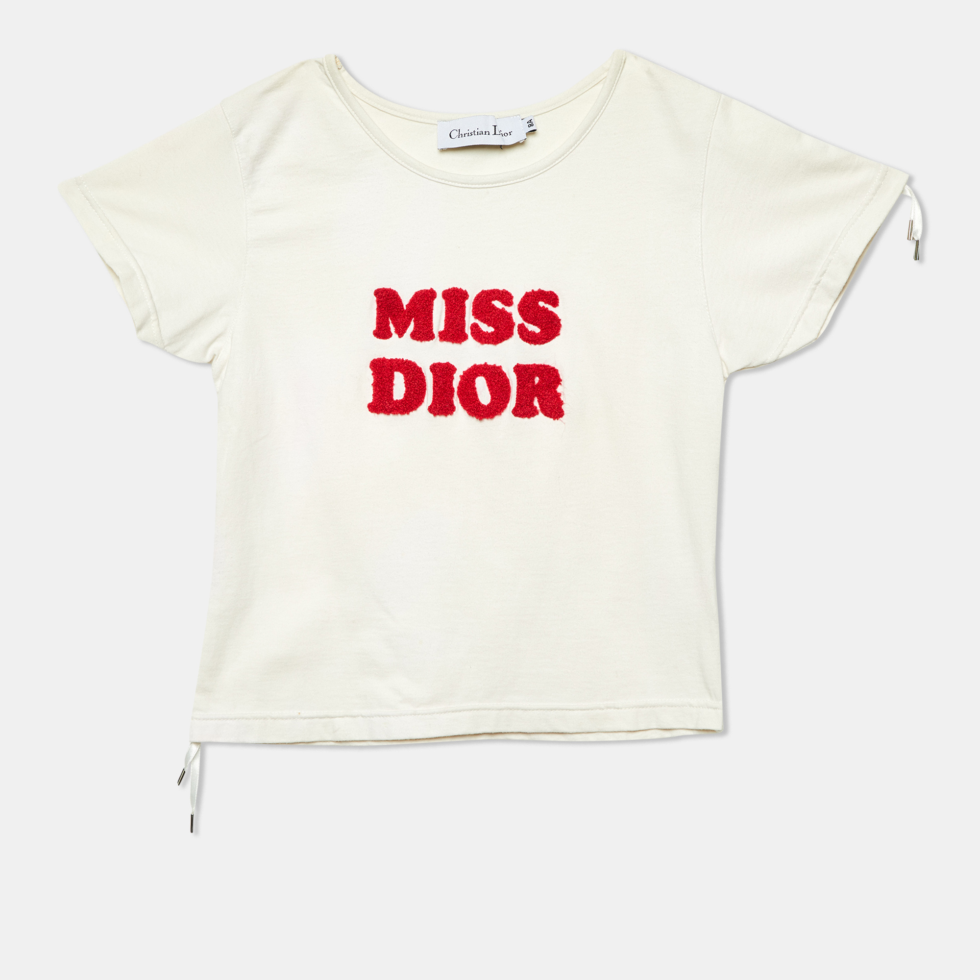 Pre-owned Dior Christian Kids Off-white Tufted Cotton Top 8 Yrs