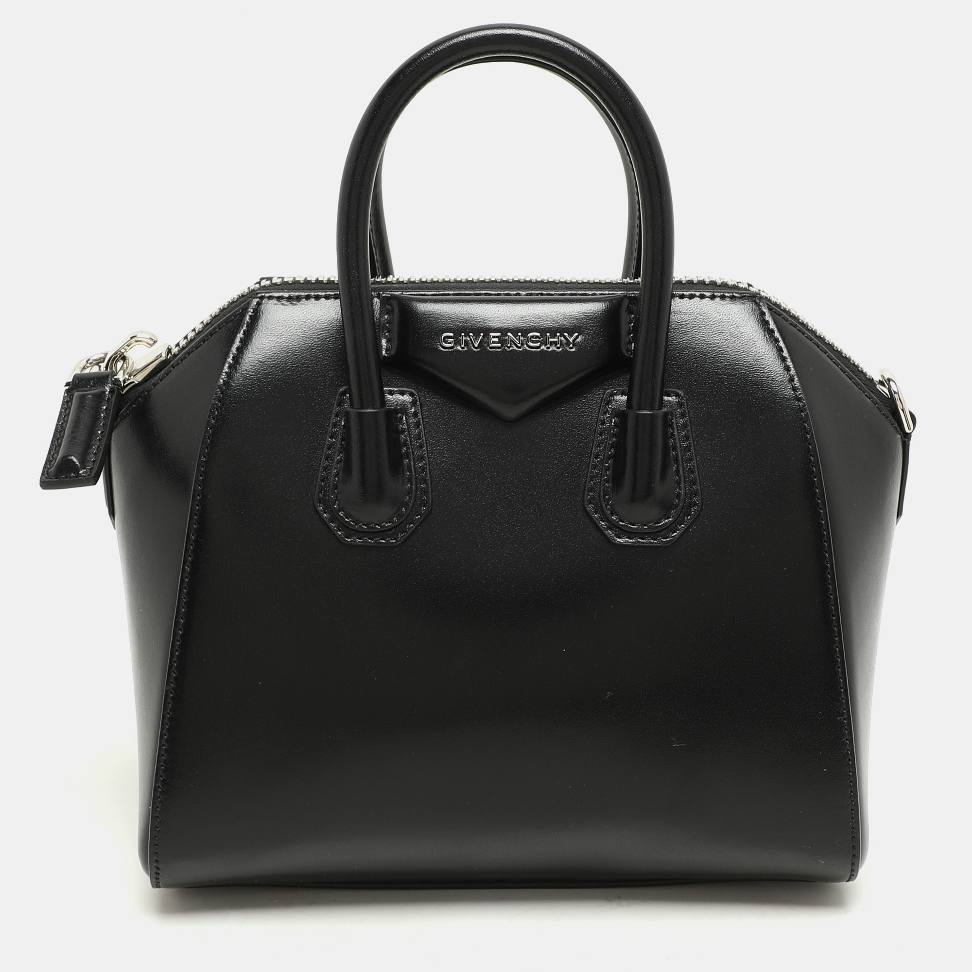Pre-owned Givenchy Black Leather Mini Antigona Satchel