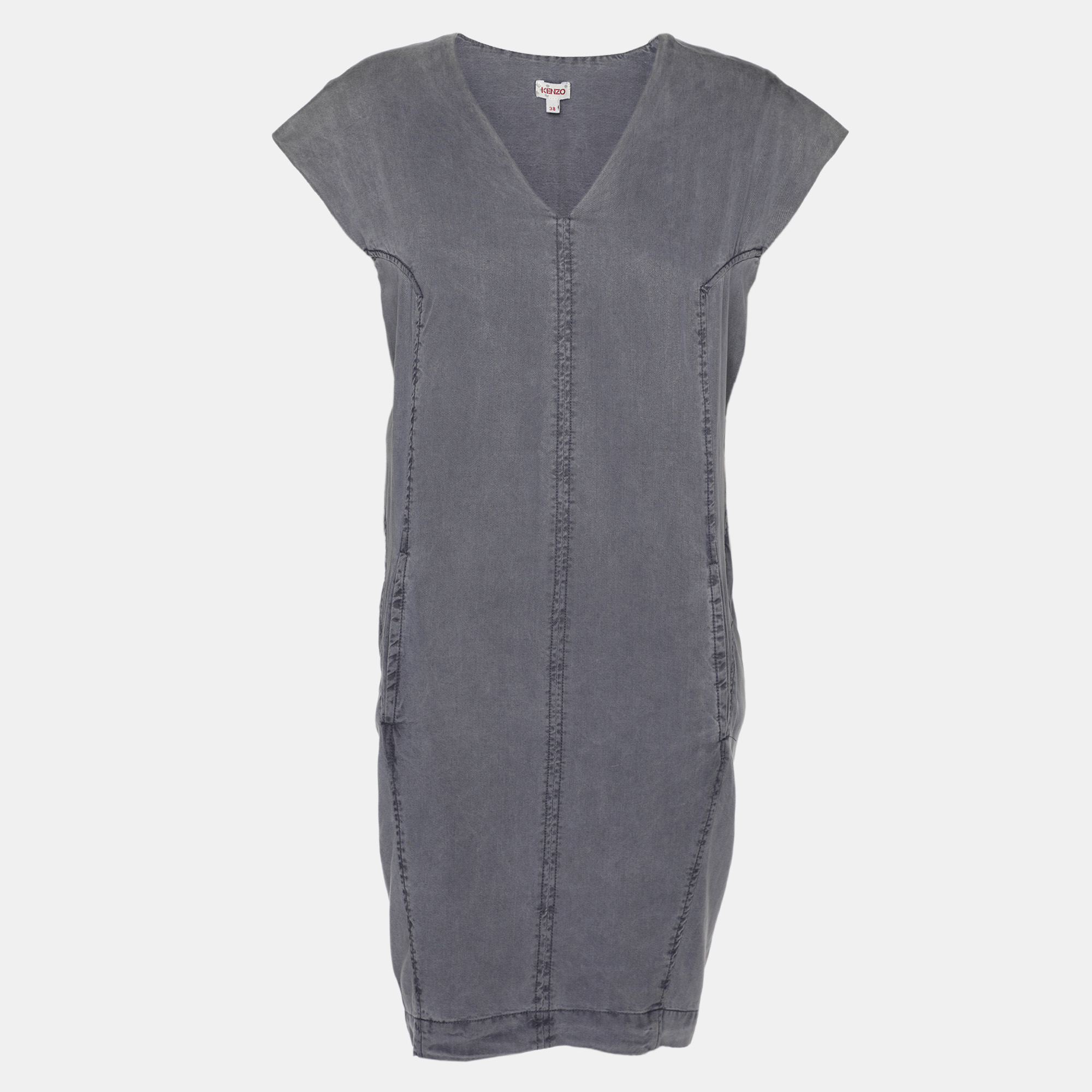 Pre-owned Kenzo Grey Lyocell Dress M