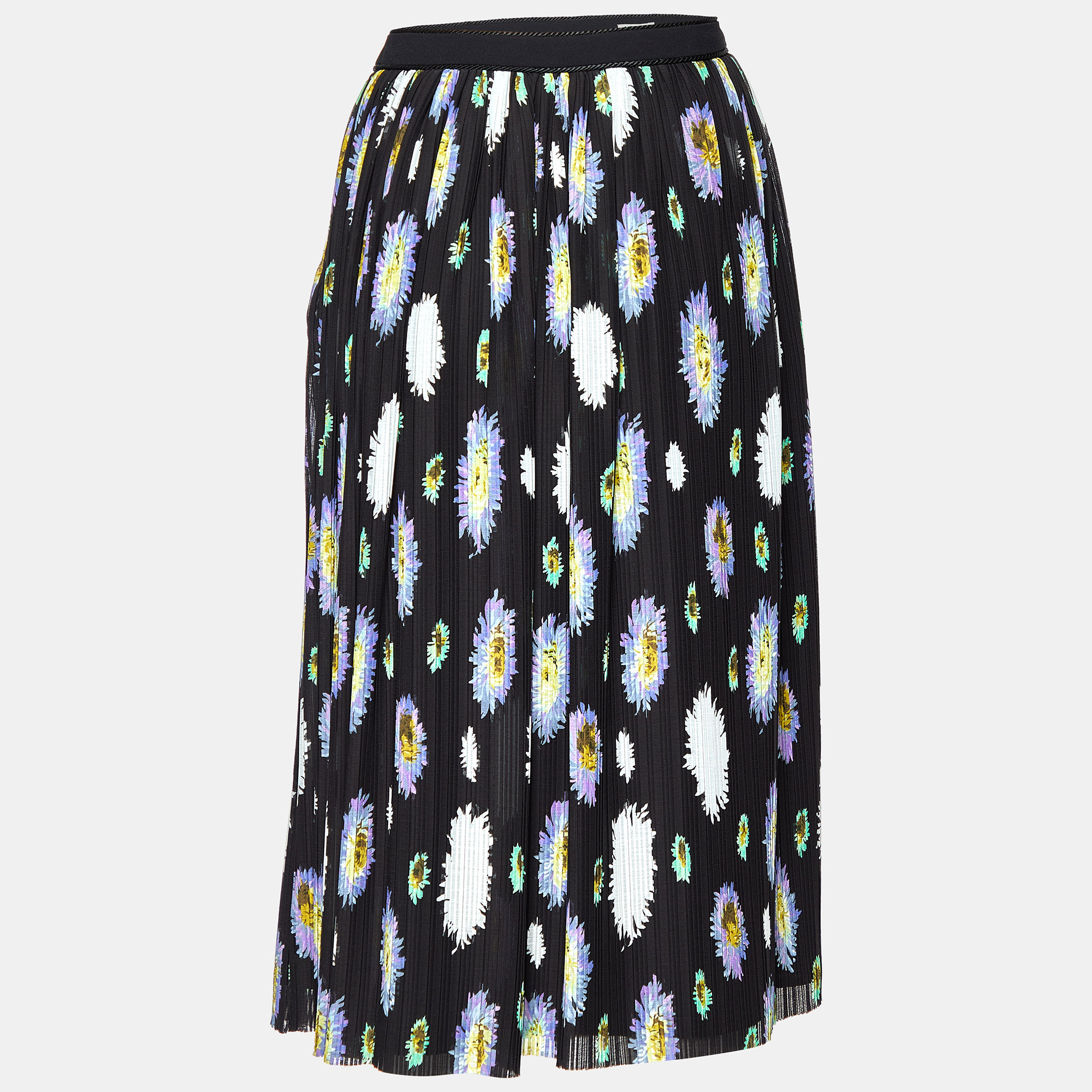 Pre-owned Kenzo Black Floral Printed Crepe Midi Skirt M