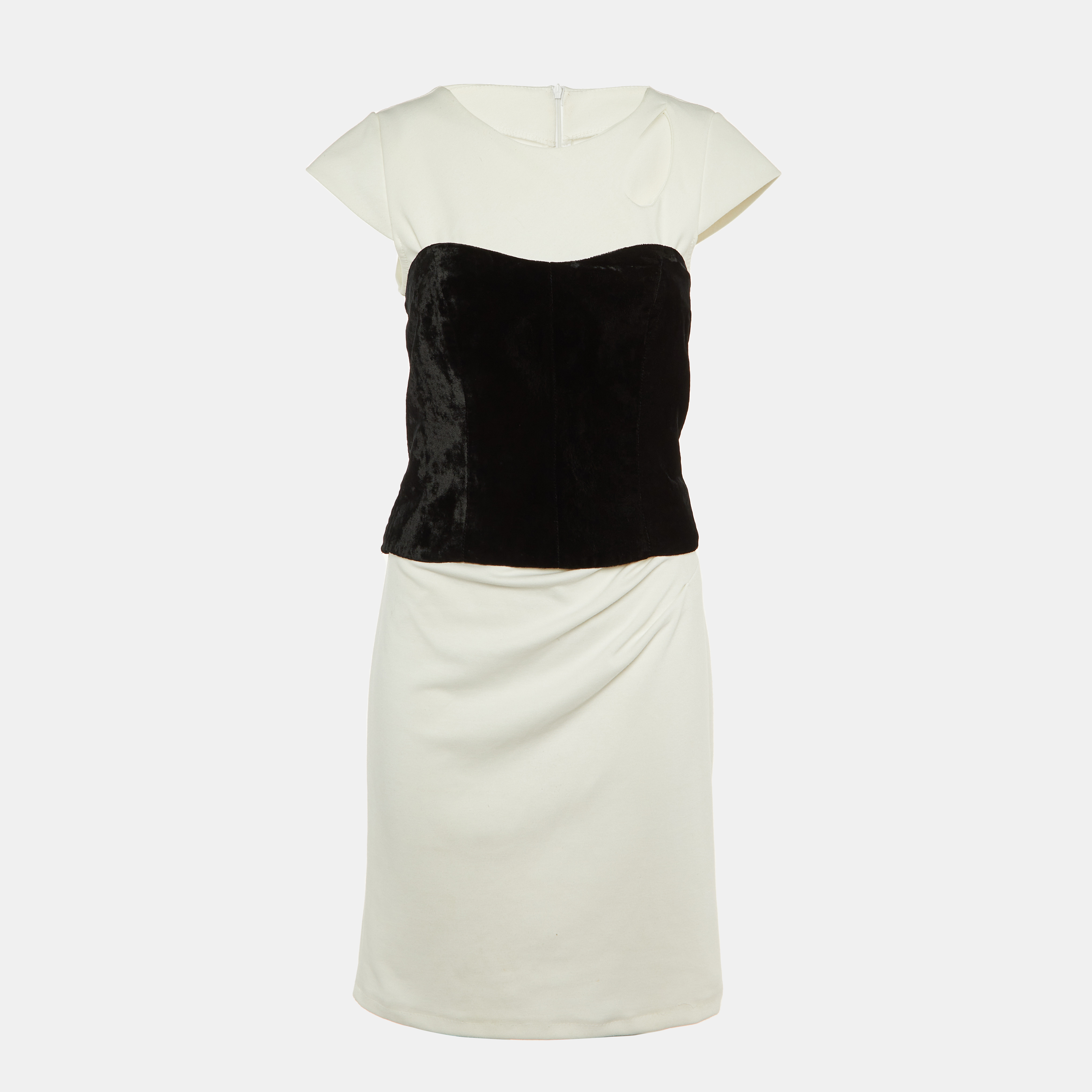 Pre-owned Max Mara White/black Jersey And Velvet Corset Dress Set