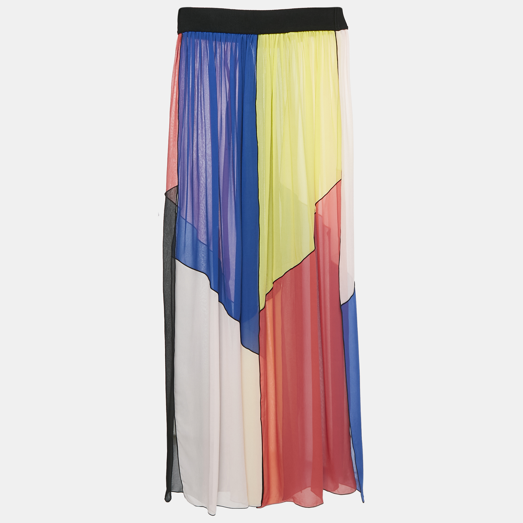 Pre-owned Missoni Multicolor Panel Detail Chiffon Asymmetric Cover-up Skirt S