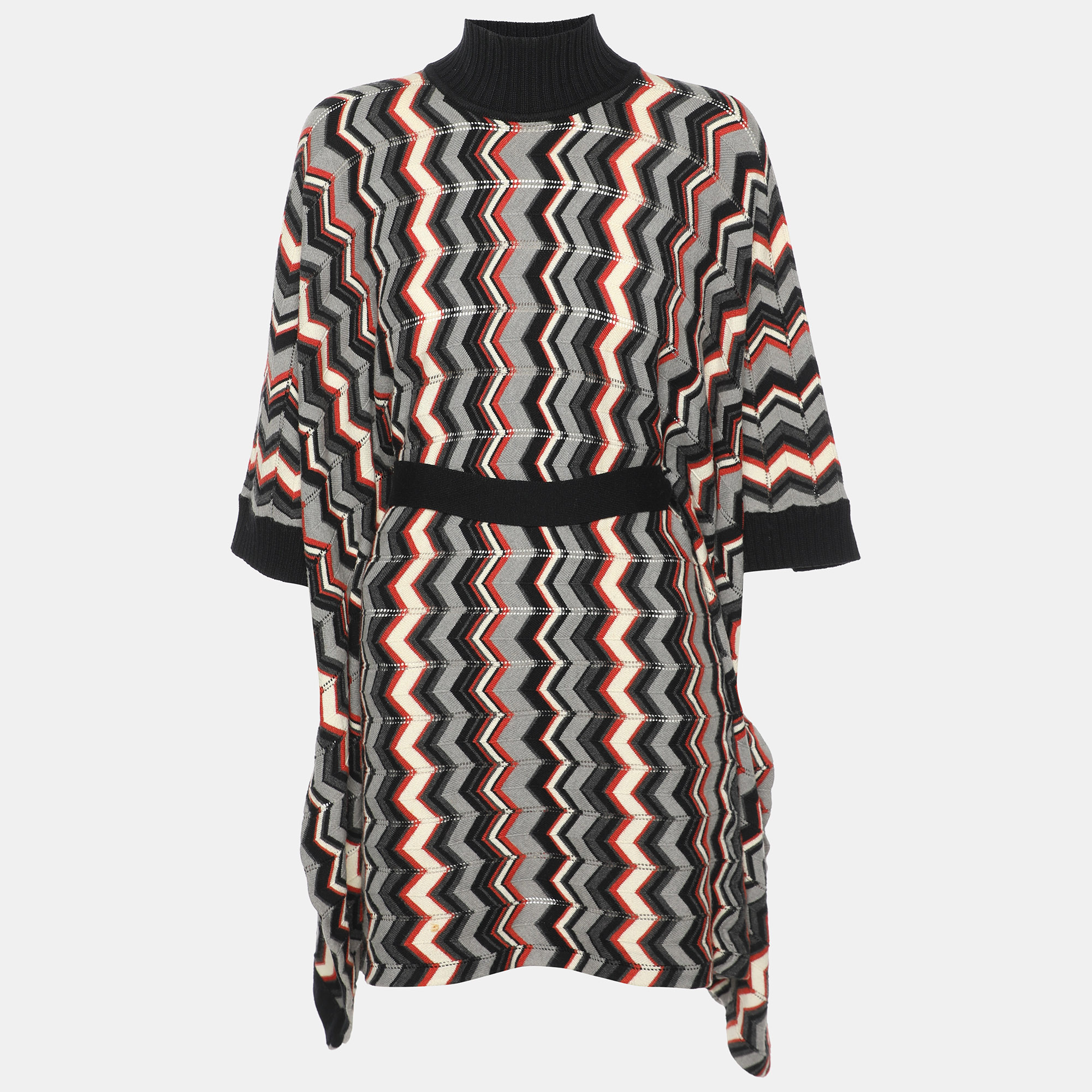 Pre-owned Missoni Multicolor Zig Zag Pattern Stretch Knit Cape L