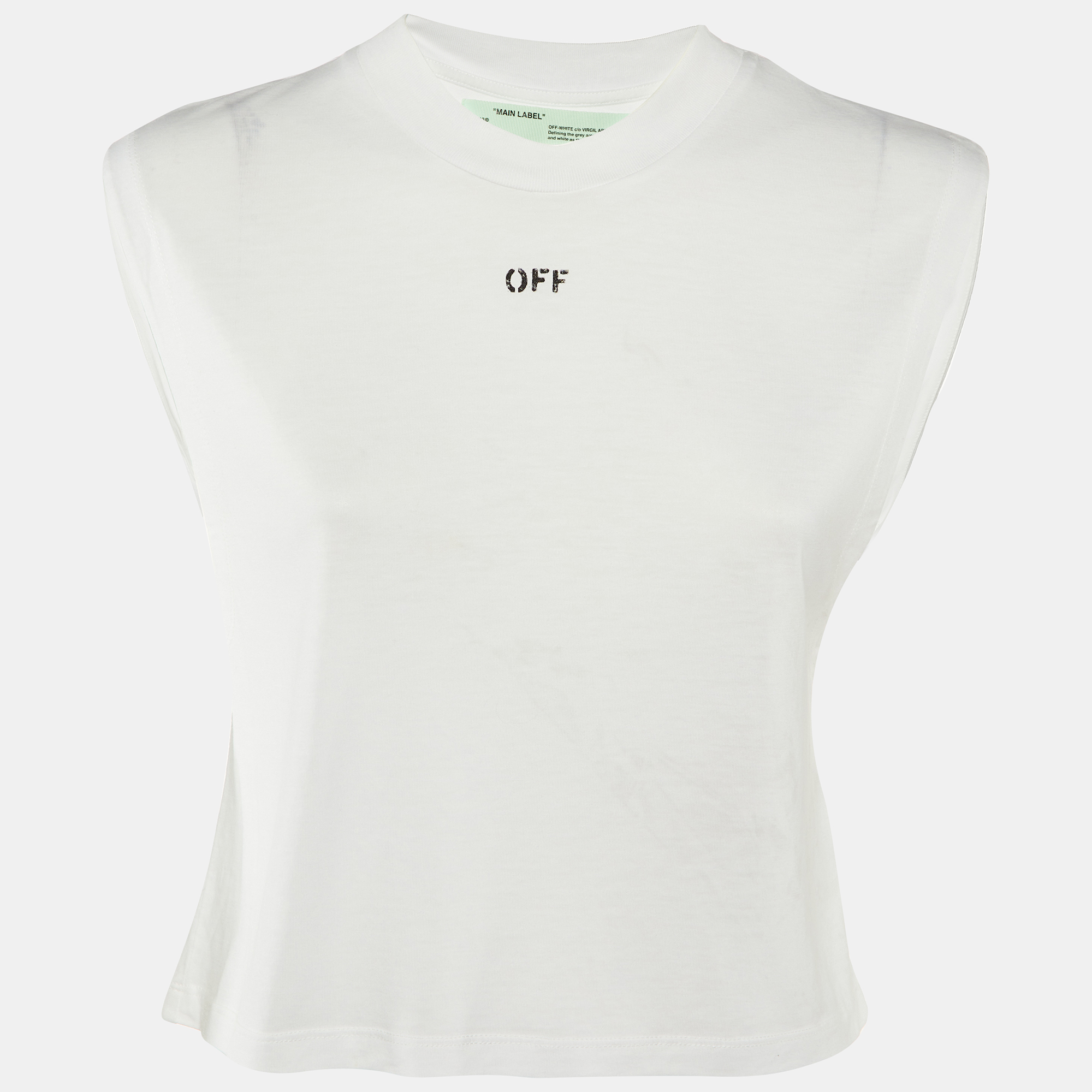 Pre-owned Off-white White Printed Lyocell Blend Sleeveless Crew Neck T-shirt Xxs