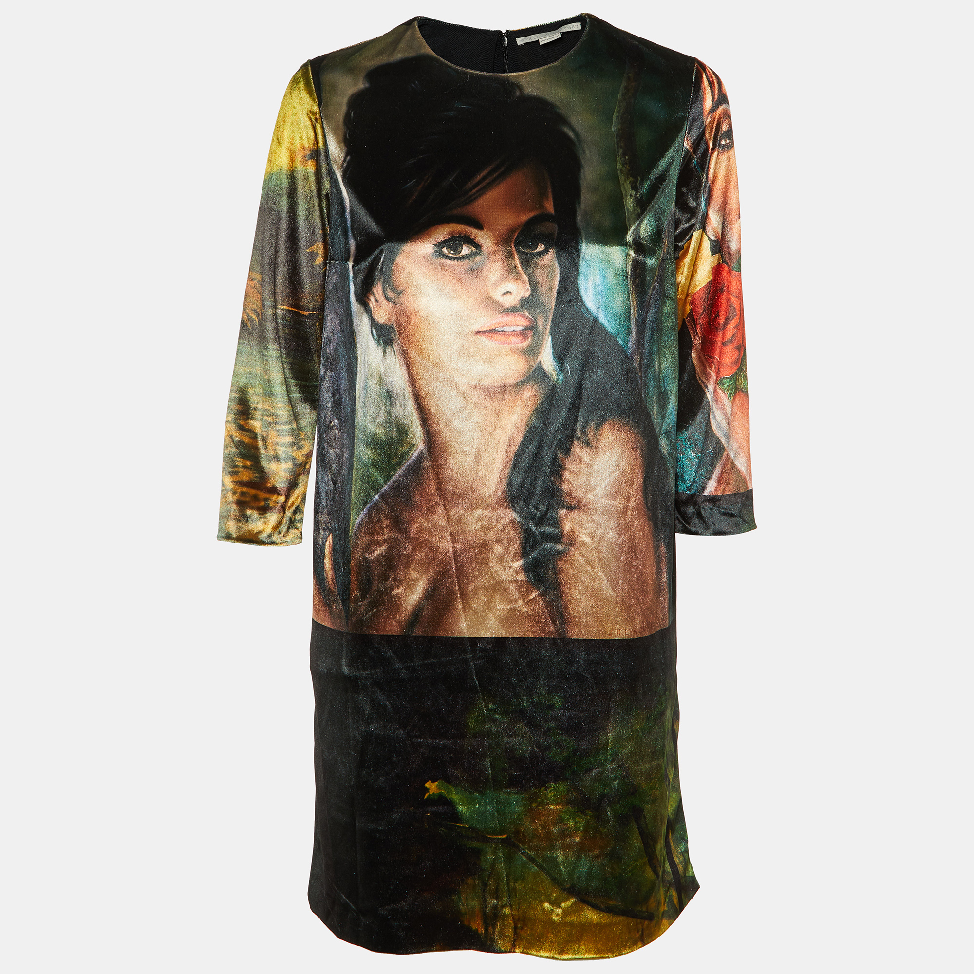 Pre-owned Stella Mccartney Multicolor Printed Velvet Mini Dress Xs