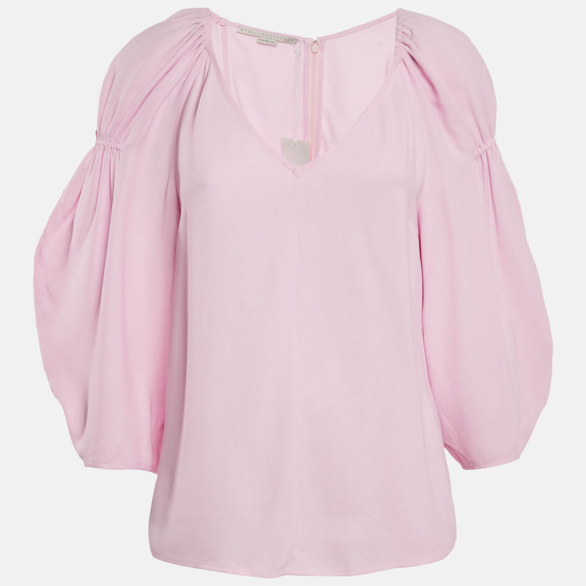 Pre-owned Stella Mccartney Light Orchid Pink Crepe Puff Sleeve Blouse S