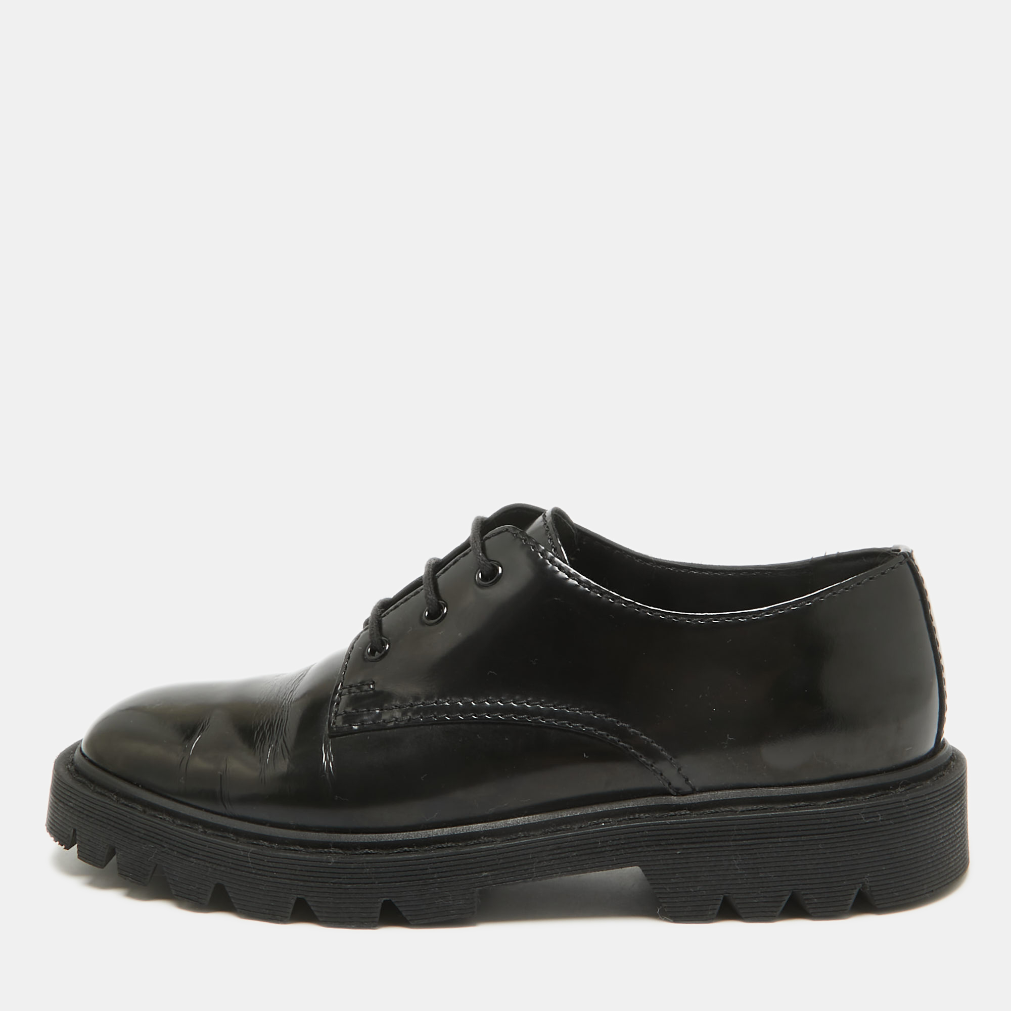Pre-owned The Row Black Brushed Leather Ranger Derby Size 35.5