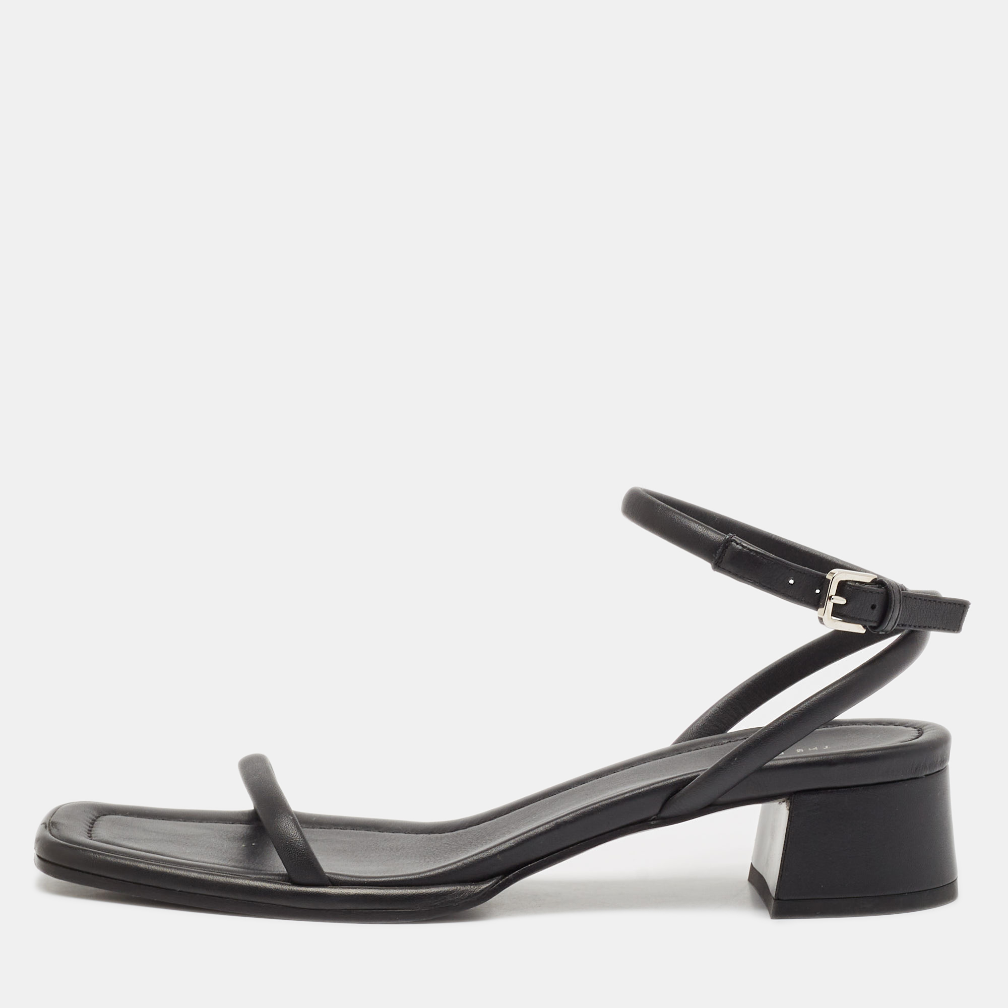 Pre-owned The Row Black Leather Ankle Strap Sandals Size 37