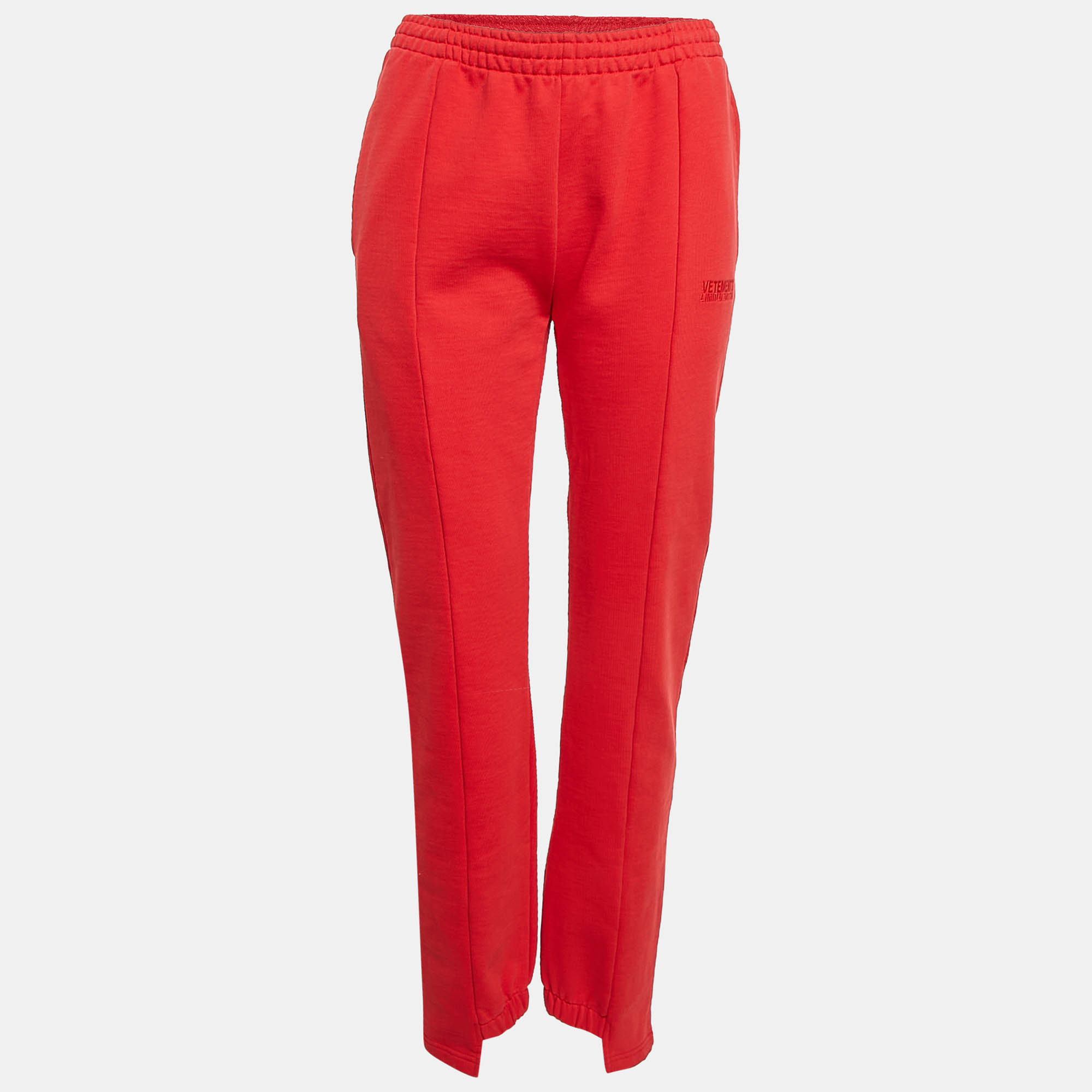 Pre-owned Vetements Red Cotton Knit Elasticized Waist Sweatpants L